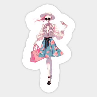 preppy skeleton Sticker